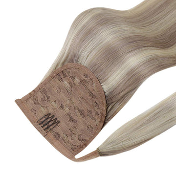 Ponytail 100% Remy Human Hair Extensions Highlighted Blonde(#18P613) - FShine Shop
